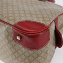 CELINE Macadam Canvas Hand Bag PVC Beige Red gold Auth 147076-15