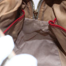 CELINE Macadam Canvas Hand Bag PVC Beige Red gold Auth 147076-19