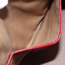 CELINE Macadam Canvas Hand Bag PVC Beige Red gold Auth 147076-20