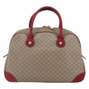 CELINE Macadam Canvas Hand Bag PVC Beige Red gold Auth 147076-13
