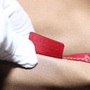 CELINE Macadam Canvas Hand Bag PVC Beige Red gold Auth 147076-12