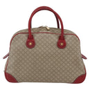CELINE Macadam Canvas Hand Bag PVC Beige Red gold Auth 147076-2