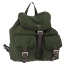 PRADA Backpack Nylon Khaki Silver Auth 147077-1