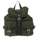 PRADA Backpack Nylon Khaki Silver Auth 147077-13