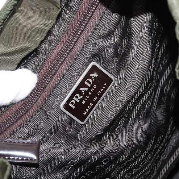 PRADA Backpack Nylon Khaki Silver Auth 147077