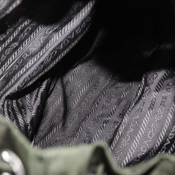 PRADA Backpack Nylon Khaki Silver Auth 147077