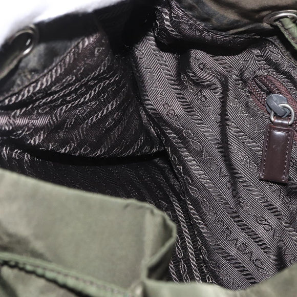 PRADA Backpack Nylon Khaki Silver Auth 147077