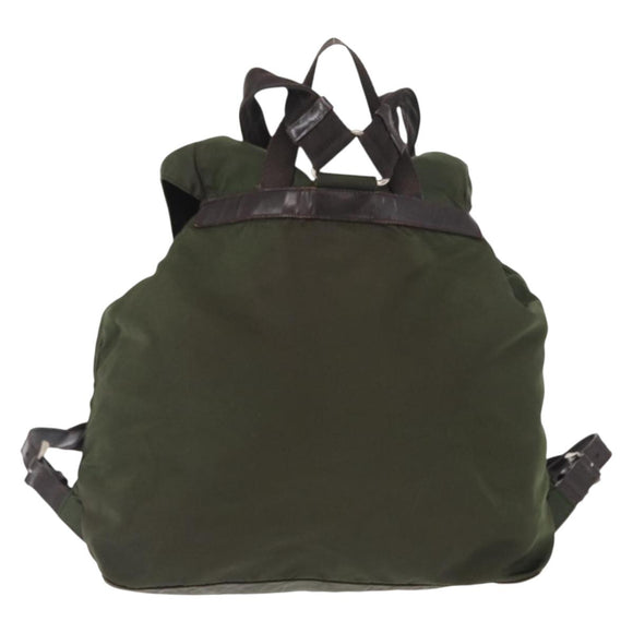 PRADA Backpack Nylon Khaki Silver Auth 147077