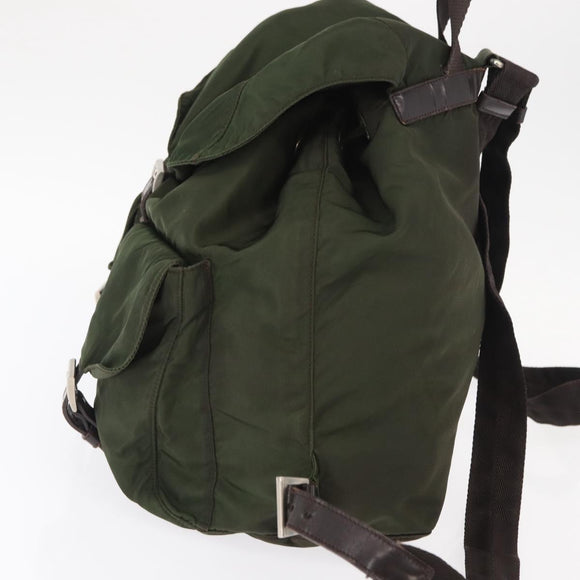 PRADA Backpack Nylon Khaki Silver Auth 147077