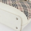 BURBERRY Nova Check Tote Bag Canvas Leather Beige Silver Auth 147078-9