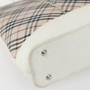 BURBERRY Nova Check Tote Bag Canvas Leather Beige Silver Auth 147078-14