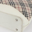 BURBERRY Nova Check Tote Bag Canvas Leather Beige Silver Auth 147078-15