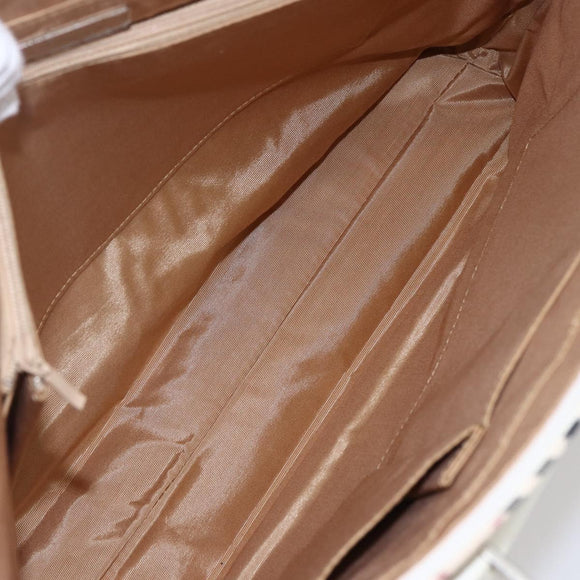 BURBERRY Nova Check Tote Bag Canvas Leather Beige Silver Auth 147078