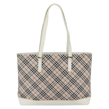 BURBERRY Nova Check Tote Bag Canvas Leather Beige Silver Auth 147078 - 0