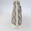 BURBERRY Nova Check Tote Bag Canvas Leather Beige Silver Auth 147078-3