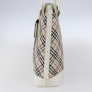 BURBERRY Nova Check Tote Bag Canvas Leather Beige Silver Auth 147078-4