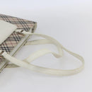 BURBERRY Nova Check Tote Bag Canvas Leather Beige Silver Auth 147078-7