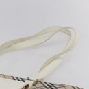 BURBERRY Nova Check Tote Bag Canvas Leather Beige Silver Auth 147078-8