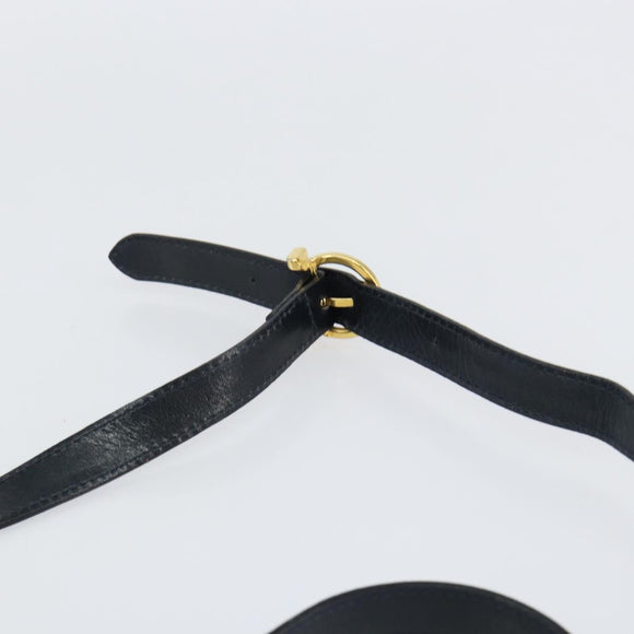 Salvatore Ferragamo Gancini Hand Bag Leather 2way Navy Gold Auth 147081