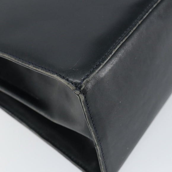 Salvatore Ferragamo Gancini Hand Bag Leather 2way Navy Gold Auth 147081