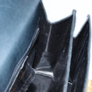 Salvatore Ferragamo Gancini Hand Bag Leather 2way Navy Gold Auth 147081-20