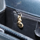 Salvatore Ferragamo Gancini Hand Bag Leather 2way Navy Gold Auth 147081-22