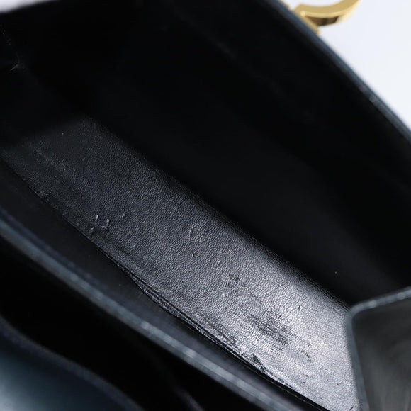 Salvatore Ferragamo Gancini Hand Bag Leather 2way Navy Gold Auth 147081