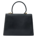 Salvatore Ferragamo Gancini Hand Bag Leather 2way Navy Gold Auth 147081-2