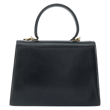 Salvatore Ferragamo Gancini Hand Bag Leather 2way Navy Gold Auth 147081 - 0