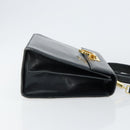 Salvatore Ferragamo Gancini Hand Bag Leather 2way Navy Gold Auth 147081-3