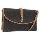 Christian Dior Honeycomb Canvas Shoulder Bag PVC Black Gold Auth 147083-1