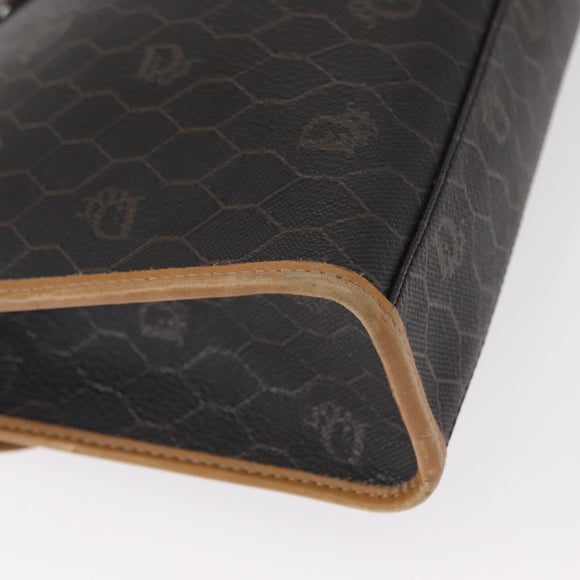 Christian Dior Honeycomb Canvas Shoulder Bag PVC Black Gold Auth 147083