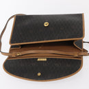 Christian Dior Honeycomb Canvas Shoulder Bag PVC Black Gold Auth 147083-9