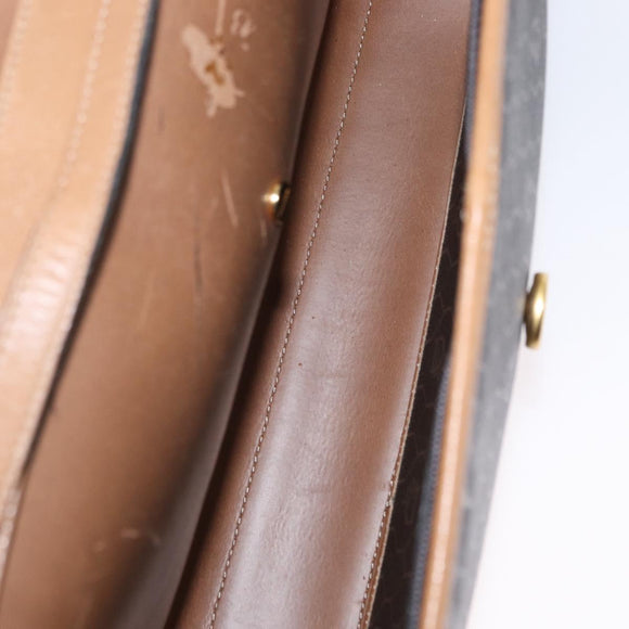 Christian Dior Honeycomb Canvas Shoulder Bag PVC Black Gold Auth 147083