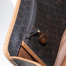 Christian Dior Honeycomb Canvas Shoulder Bag PVC Black Gold Auth 147083-22