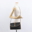 Christian Dior Honeycomb Canvas Shoulder Bag PVC Black Gold Auth 147083-23