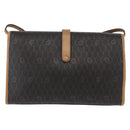 Christian Dior Honeycomb Canvas Shoulder Bag PVC Black Gold Auth 147083-2