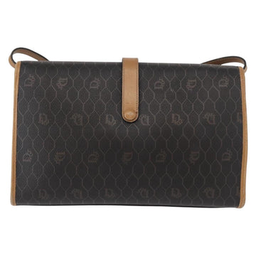 Christian Dior Honeycomb Canvas Shoulder Bag PVC Black Gold Auth 147083 - 0