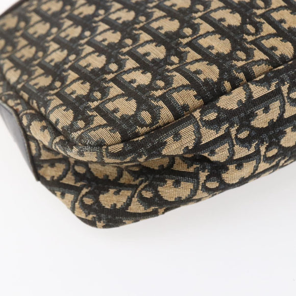 Christian Dior Trotter Canvas Shoulder Bag Navy Gold Auth 147085