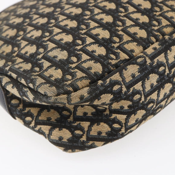 Christian Dior Trotter Canvas Shoulder Bag Navy Gold Auth 147085