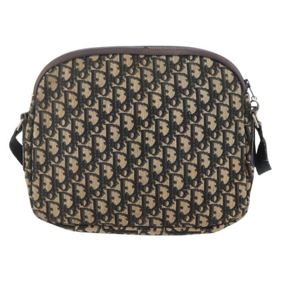 Christian Dior Trotter Canvas Shoulder Bag Navy Gold Auth 147085 - 0