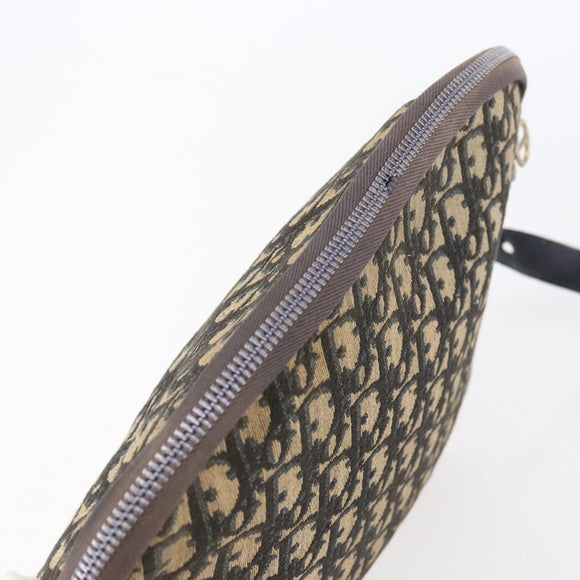 Christian Dior Trotter Canvas Shoulder Bag Navy Gold Auth 147085