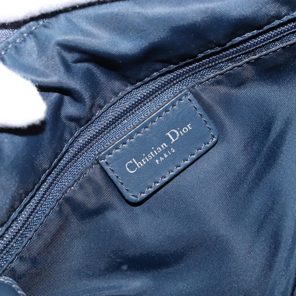 Christian Dior Trotter Canvas Shoulder Bag Navy Silver Auth 147086