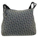 Christian Dior Trotter Canvas Shoulder Bag Navy Silver Auth 147086-2