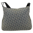 Christian Dior Trotter Canvas Shoulder Bag Navy Silver Auth 147086-3
