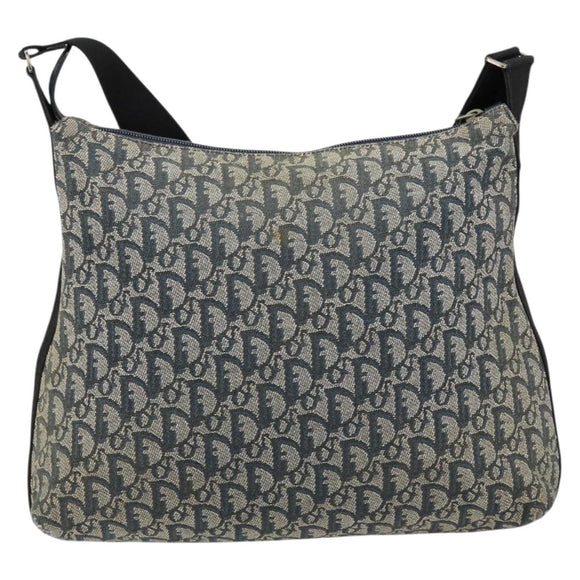 Christian Dior Trotter Canvas Shoulder Bag Navy Silver Auth 147086