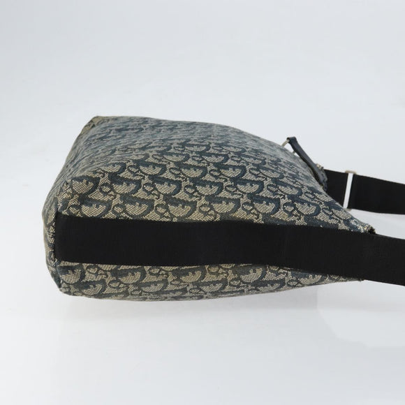Christian Dior Trotter Canvas Shoulder Bag Navy Silver Auth 147086