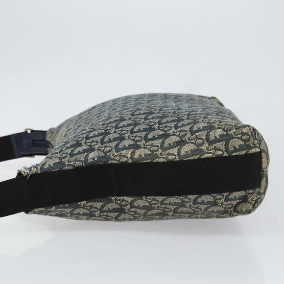 Christian Dior Trotter Canvas Shoulder Bag Navy Silver Auth 147086