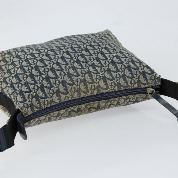Christian Dior Trotter Canvas Shoulder Bag Navy Silver Auth 147086