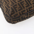 FENDI Zucca Canvas Mamma Baguette Shoulder Bag Black Brown gold Auth 147087-11